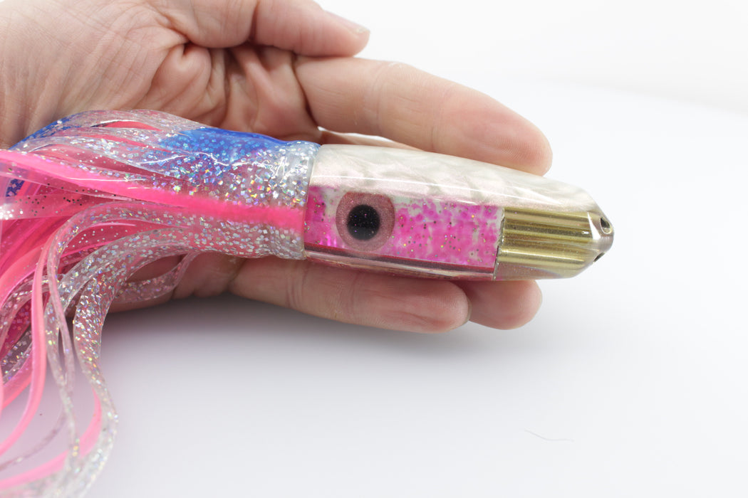 Big Reidee Pink-White-Gold Liquid Squid MOP 4-Hole Bullet 9" 6oz Skirted #2