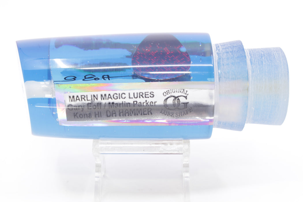 Marlin Magic Lures Clear Mirrored Blue Back Red Eyes Da Hammer 14" 9.4oz