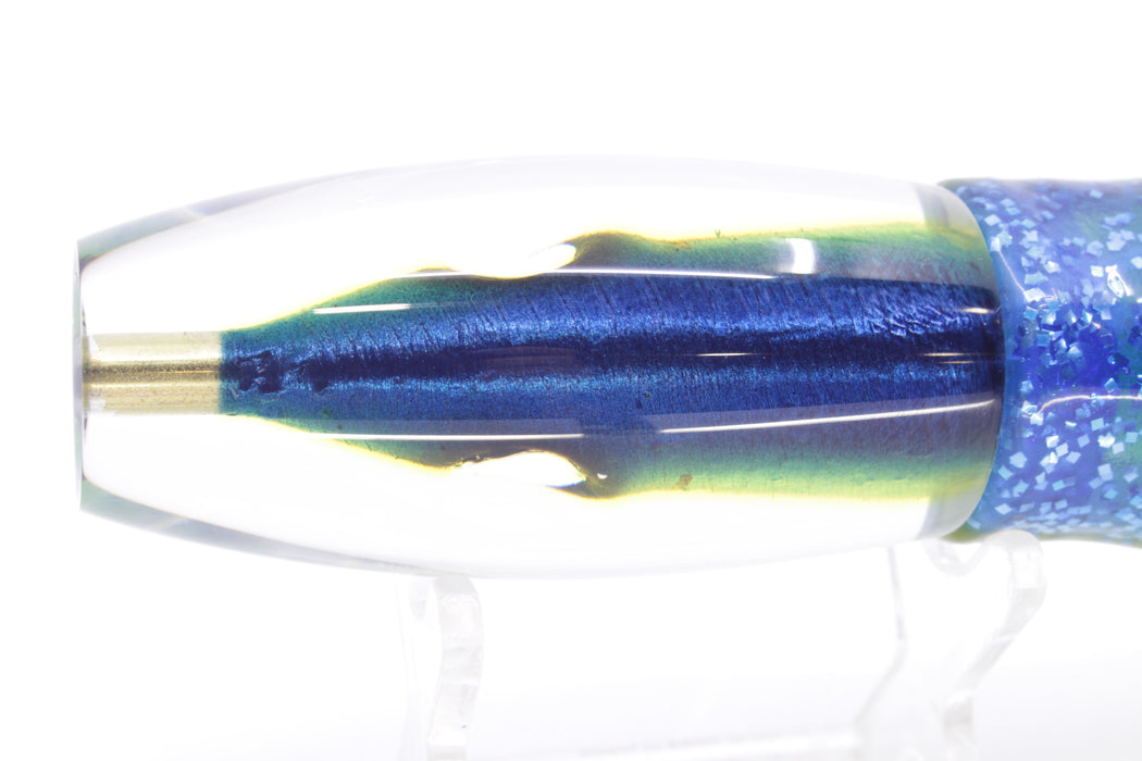 Tsutomu Lures Blue-Gold-Silver Fish Head Moke Invert 9" 7oz Skirted Blue-Silver