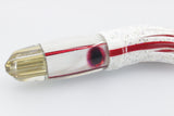 Big Reidee Silver MOP Red Flash 4-Hole Bullet 9" 6oz Skirted White-Red