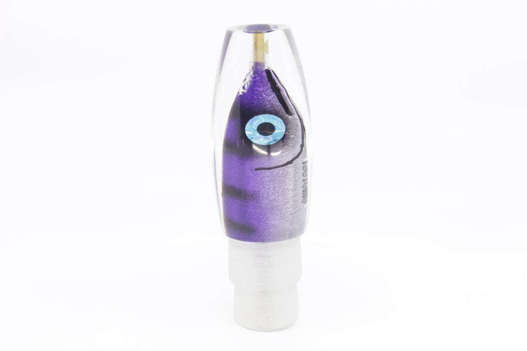Tsutomu Lures Purple-Black Stripes Fish Head Blue Eyes Moke Invert 9" 5oz