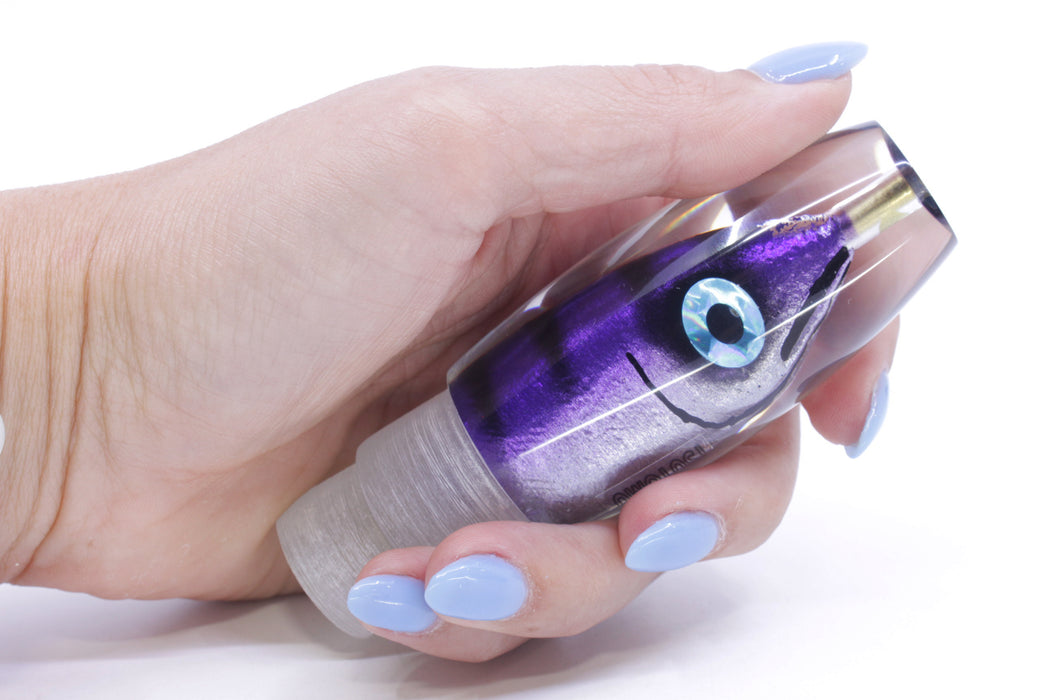 Tsutomu Lures Purple-Black Stripes Fish Head Blue Eyes Moke Invert 9" 5oz