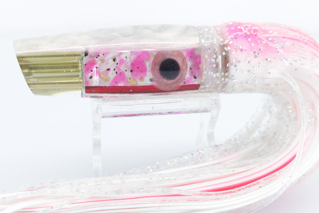 Big Reidee Pink-White-Gold Liquid Squid MOP 4-Hole Cut Face 9" 6oz Skirted Pinky