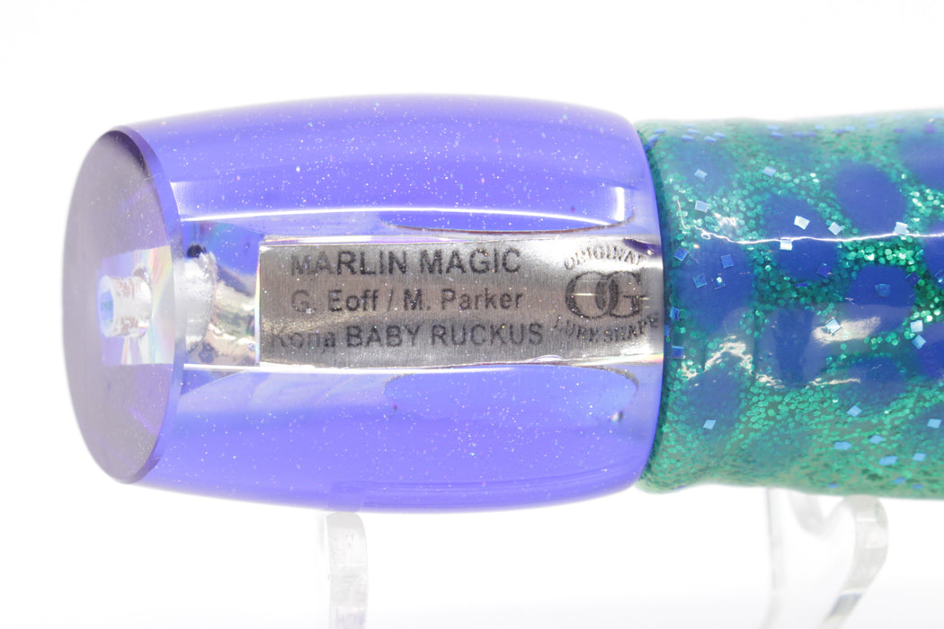 Marlin Magic White Awabi Blue Back Baby Ruckus 10" 6.5oz Skirted Black Dots-Blue Dots