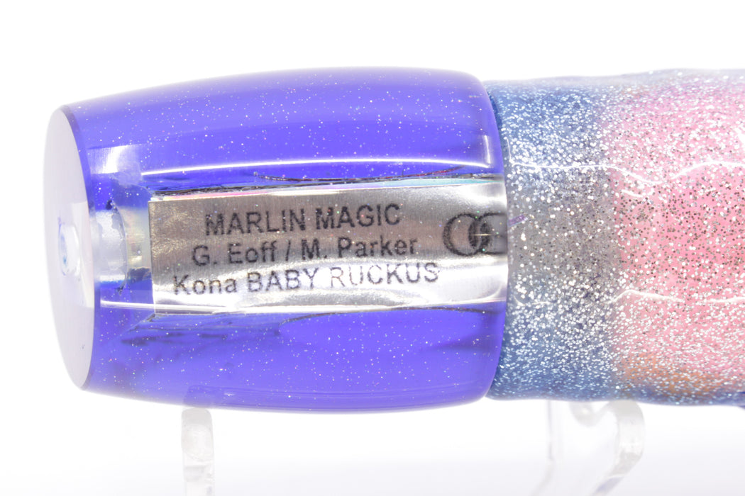 Marlin Magic Paua Shell Blue Back Red Eyes Baby Ruckus 10" 6.5oz Skirted Sunrise