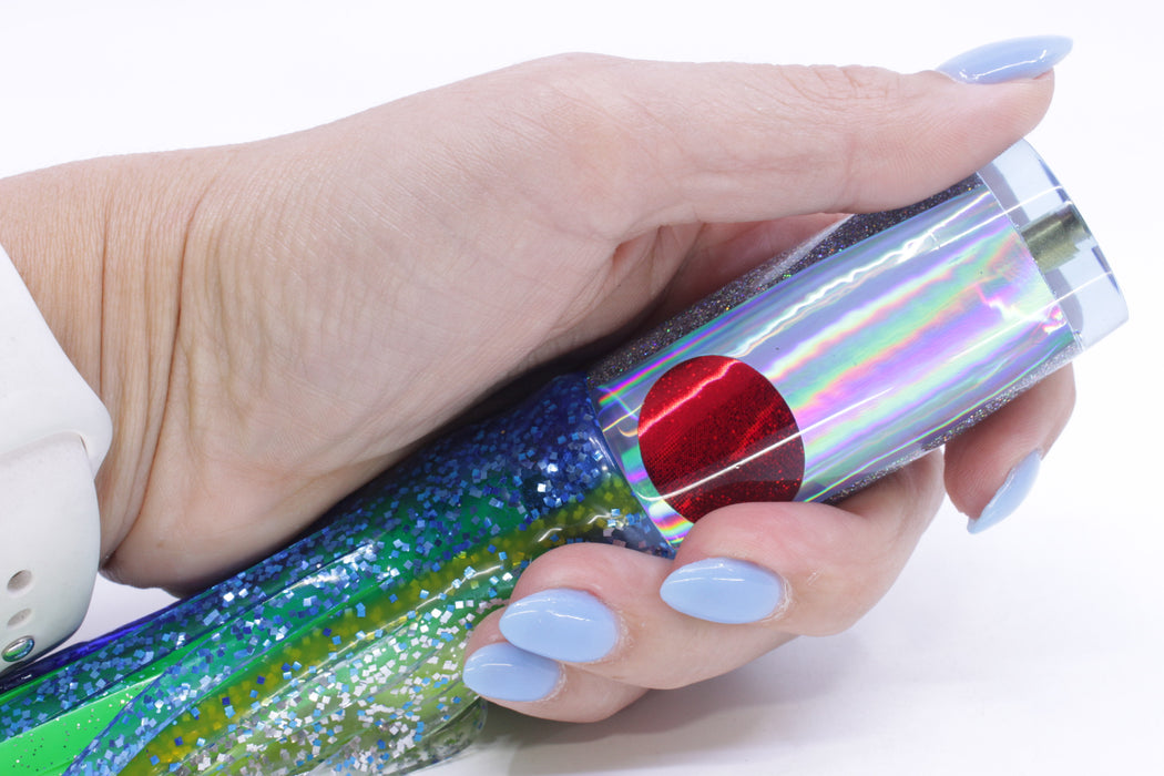 Koya Lures Ice Blue Rainbow Silver Pearl Hard Head 9" 4oz Skirted Blue-Silver/Green