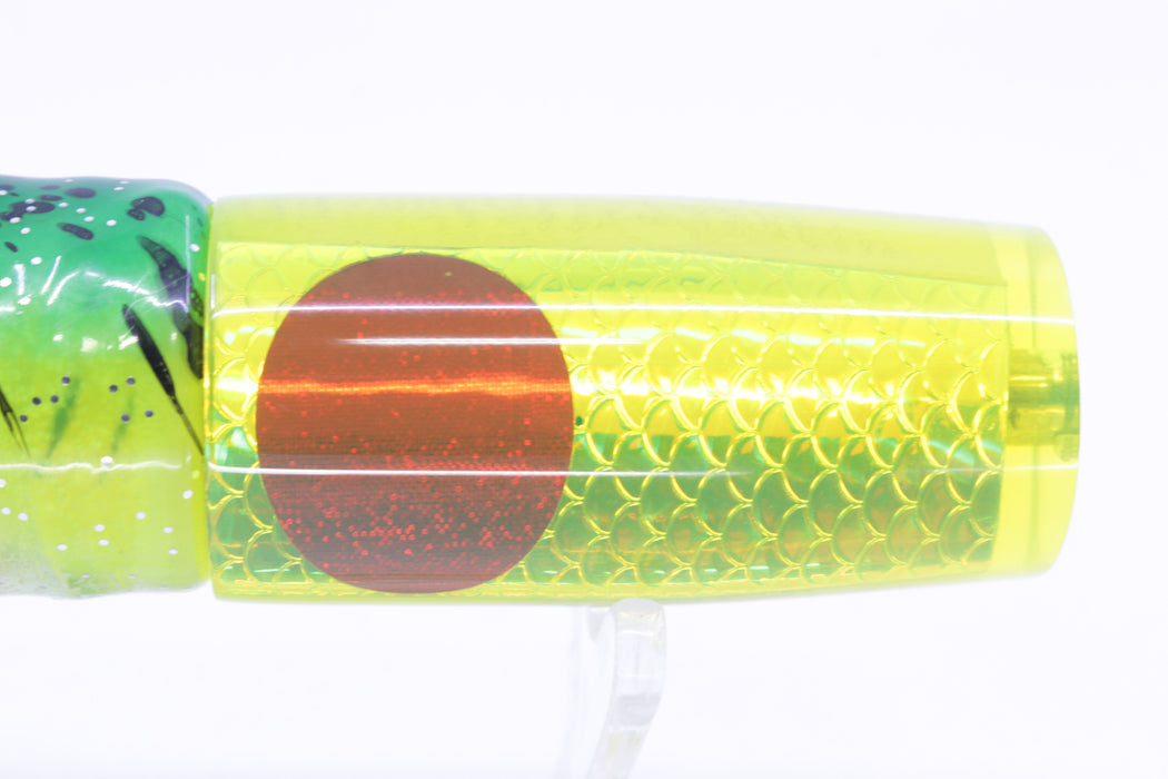 Koya Lures Yellow Rainbow Scale Red Eyes Hard Head 7" 3oz Skirted Mahi