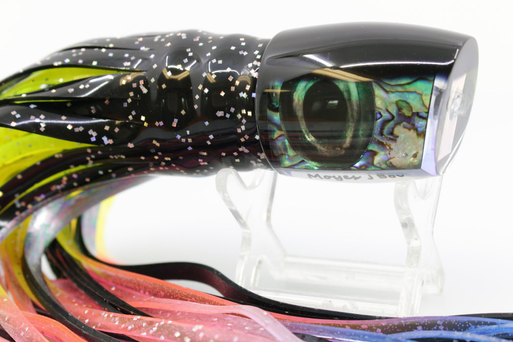 Moyes Lures Abalone Shell Black Back Medium J-Boy 12" 7oz Skirted Black-Rainbow