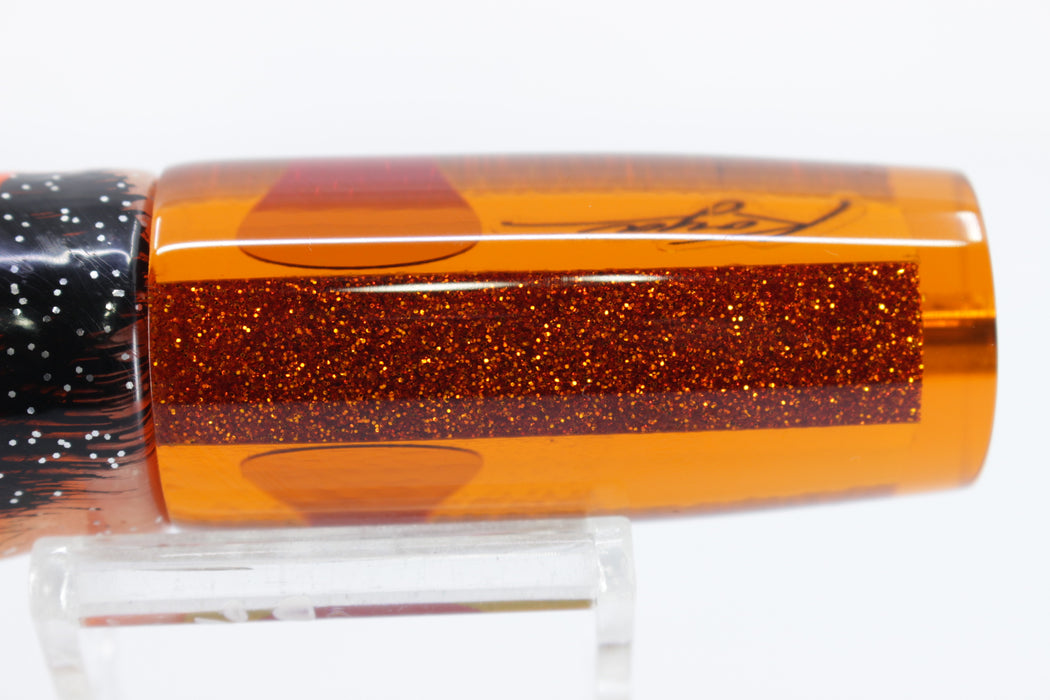 Koya Lures Amber Rainbow Scale Orange Glitter Pearl Red Eyes Hard Head 9" 4oz Skirted