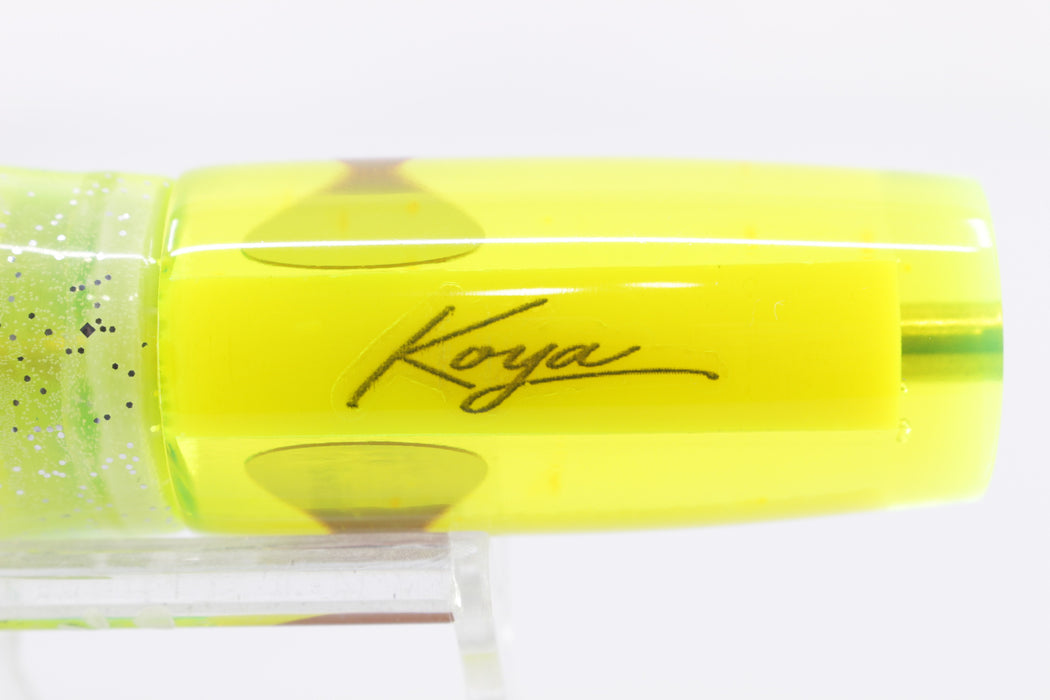 Koya Lures Yellow Rainbow Scale Yellow Pearl Red Eyes Hard Head 9" 4oz Skirted Green