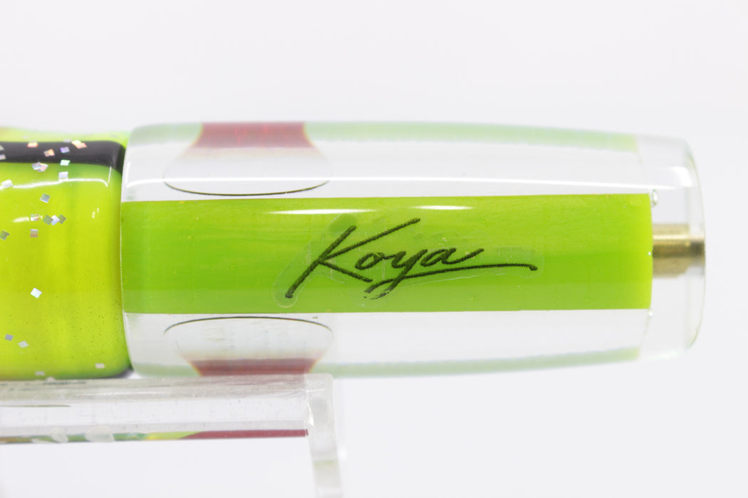 Koya Lures Rainbow Scale Lime Green Pearl Red Eyes Hard Head 9" 4oz Skirted Green-Stripes
