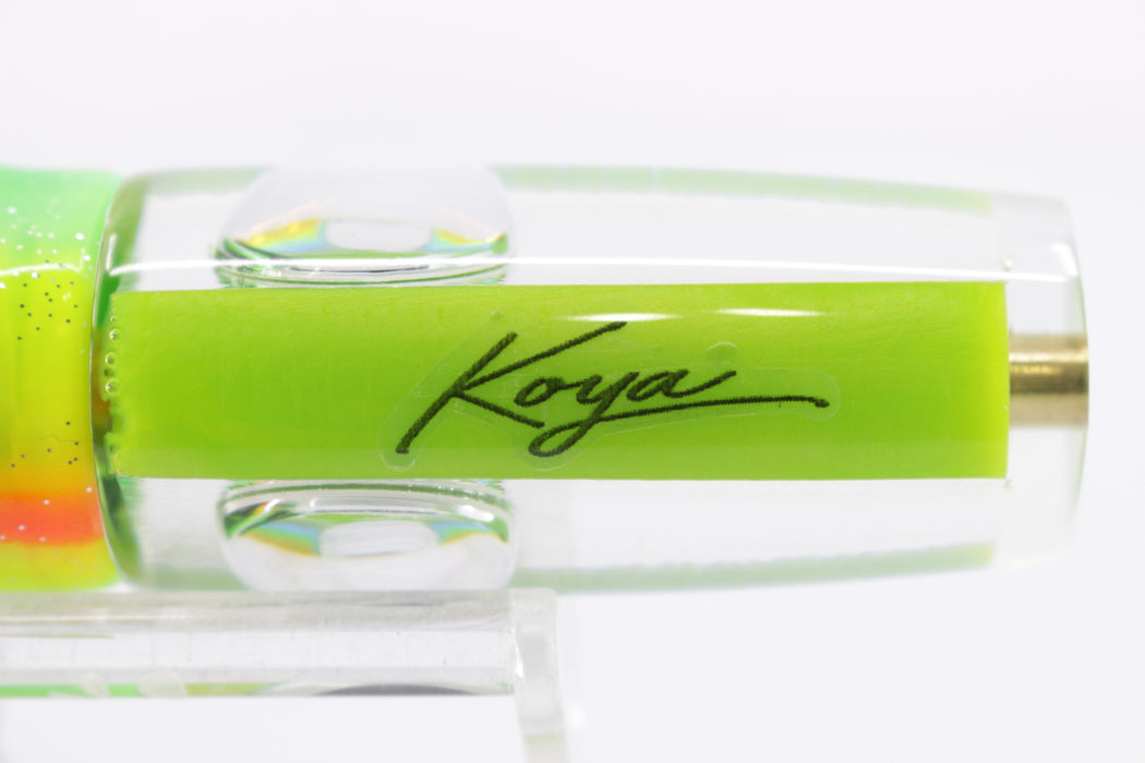 Koya Lures Rainbow Scale Lime Green Pearl Doll Eyes Hard Head 9" 4oz Skirted Green-Dots