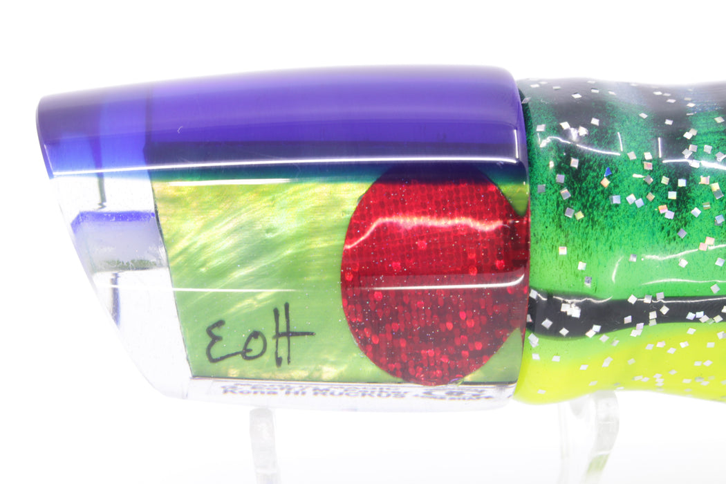 Marlin Magic Lime Green MOP Blue Back Red Eyes Ruckus 12" 11oz Skirted Green-Black Stripes