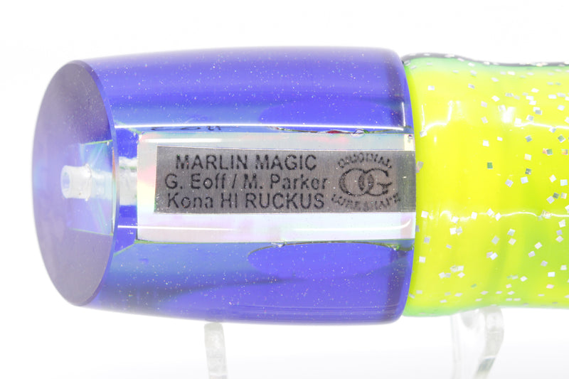 Marlin Magic Lime Green MOP Blue Back Red Eyes Ruckus 12" 11oz Skirted Green-Black Stripes