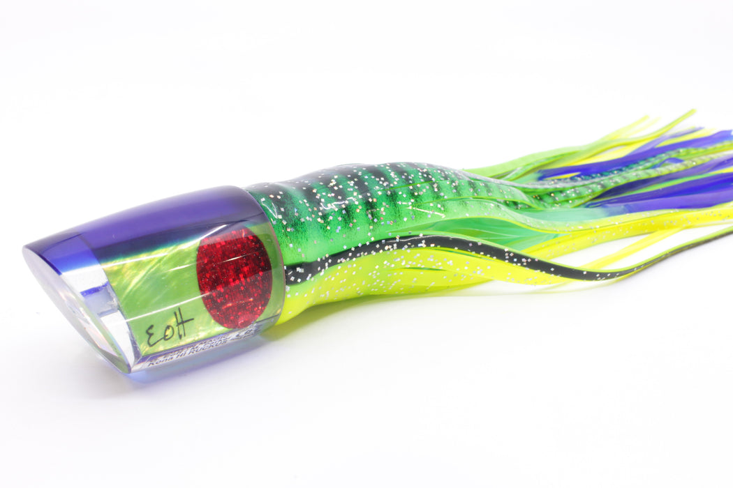 Marlin Magic Lime Green MOP Blue Back Red Eyes Ruckus 12" 11oz Skirted Green-Black Stripes