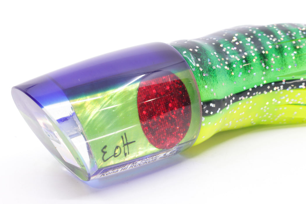 Marlin Magic Lime Green MOP Blue Back Red Eyes Ruckus 12" 11oz Skirted Green-Black Stripes