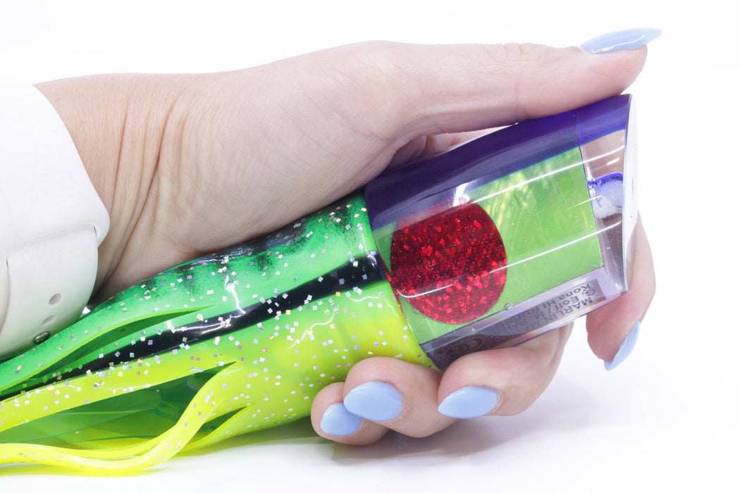 Marlin Magic Lime Green MOP Blue Back Red Eyes Ruckus 12" 11oz Skirted Green-Black Stripes
