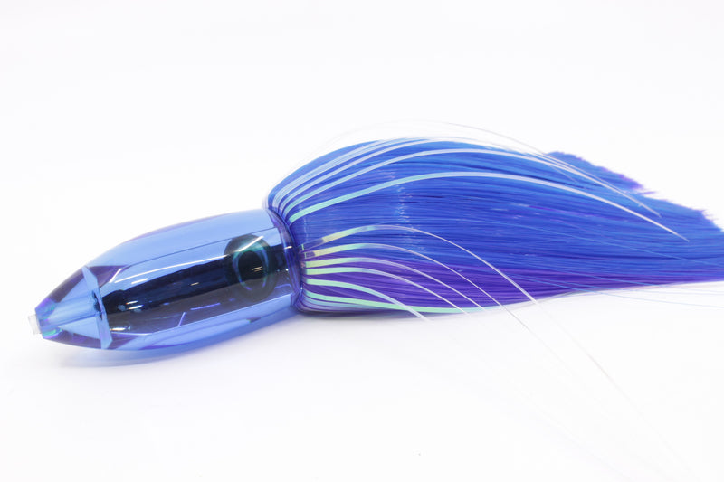 Moyes Lures Blue Mirrored Medium Ono Bullet 9" 5.5oz Skirted Blue-Purple Hair