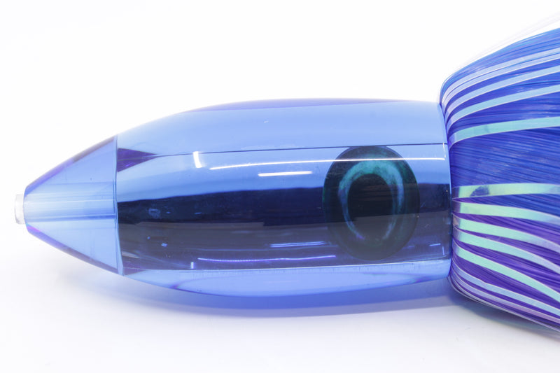 Moyes Lures Blue Mirrored Medium Ono Bullet 9" 5.5oz Skirted Blue-Purple Hair
