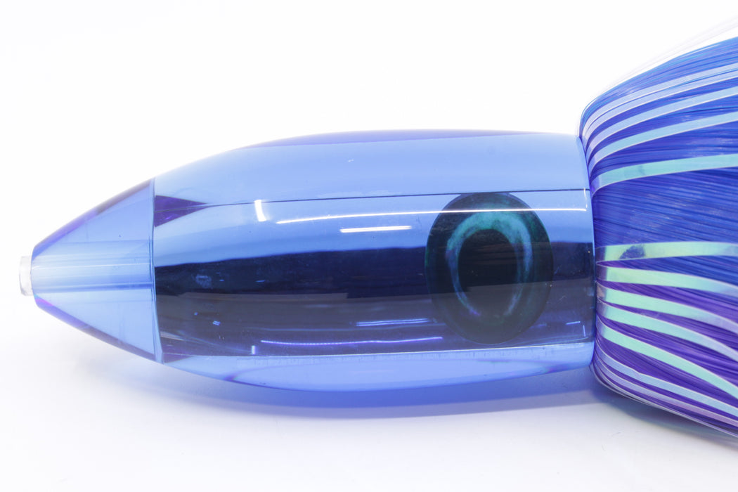 Moyes Lures Blue Mirrored Medium Ono Bullet 9" 5.5oz Skirted Blue-Purple Hair