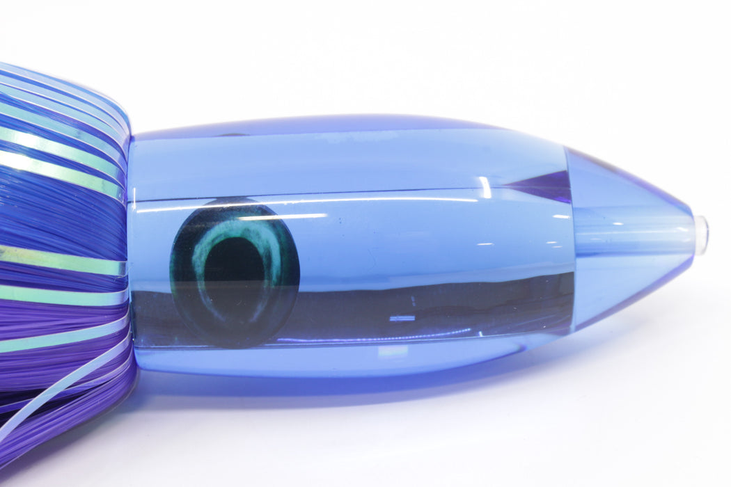 Moyes Lures Blue Mirrored Medium Ono Bullet 9" 5.5oz Skirted Blue-Purple Hair