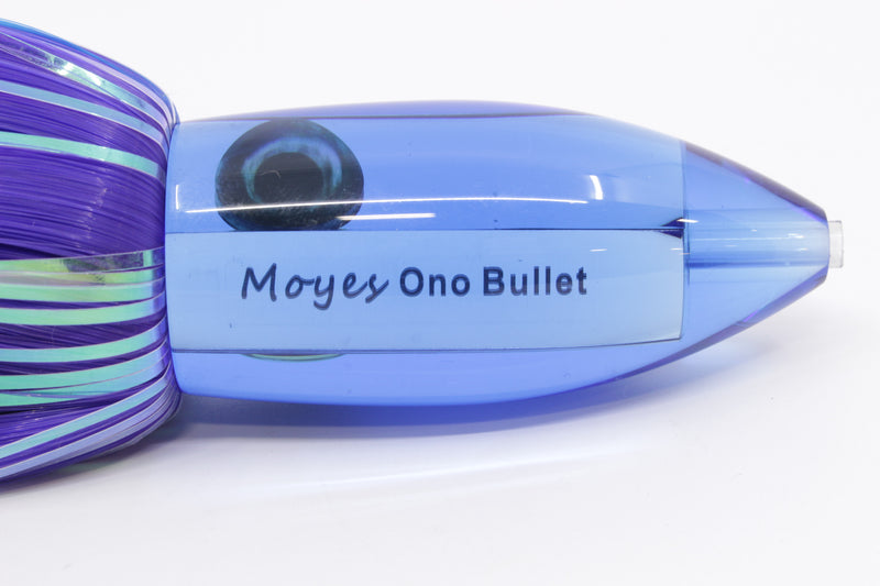 Moyes Lures Blue Mirrored Medium Ono Bullet 9" 5.5oz Skirted Blue-Purple Hair