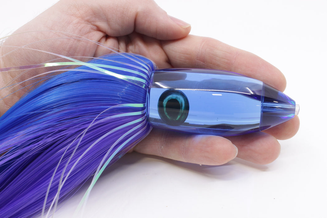 Moyes Lures Blue Mirrored Medium Ono Bullet 9" 5.5oz Skirted Blue-Purple Hair