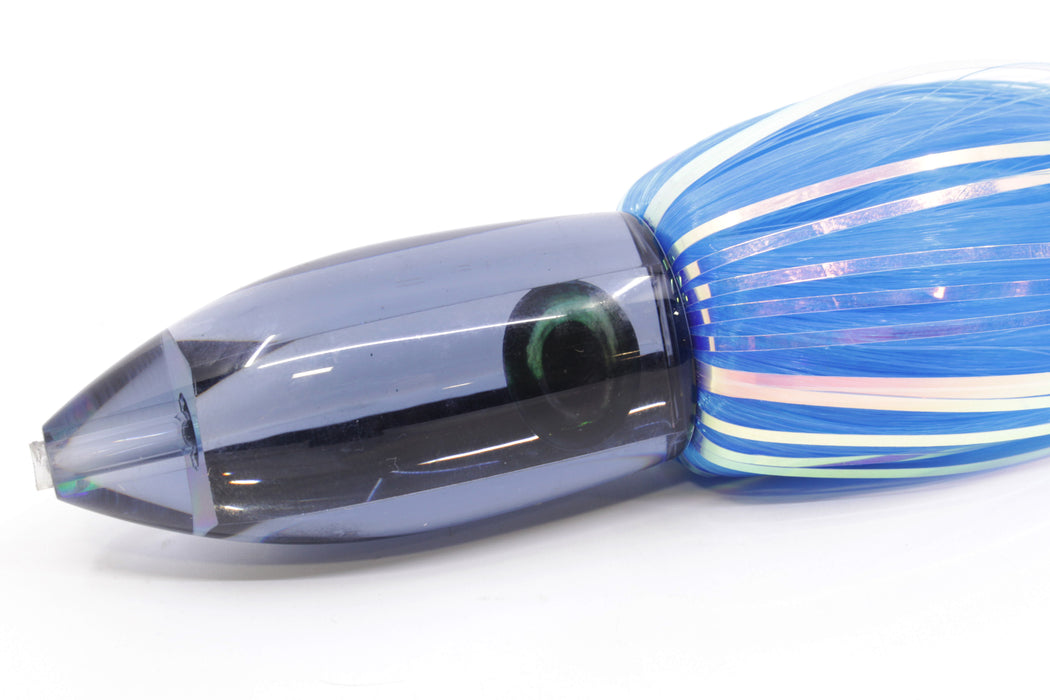 Moyes Lures Gray Mirrored Medium Ono Bullet 9" 5.5oz Skirted Blue Hair