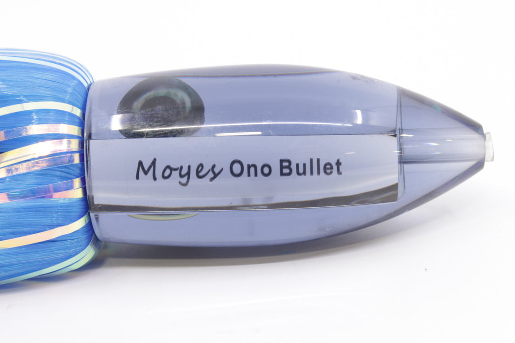 Moyes Lures Gray Mirrored Medium Ono Bullet 9" 5.5oz Skirted Blue Hair