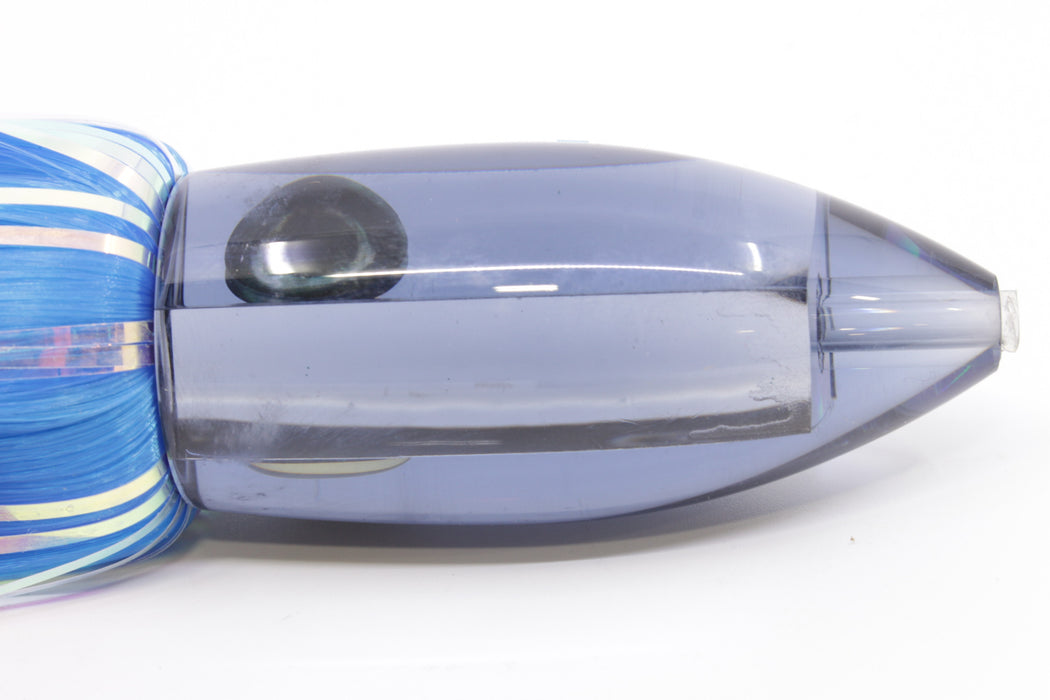 Moyes Lures Gray Mirrored Medium Ono Bullet 9" 5.5oz Skirted Blue Hair