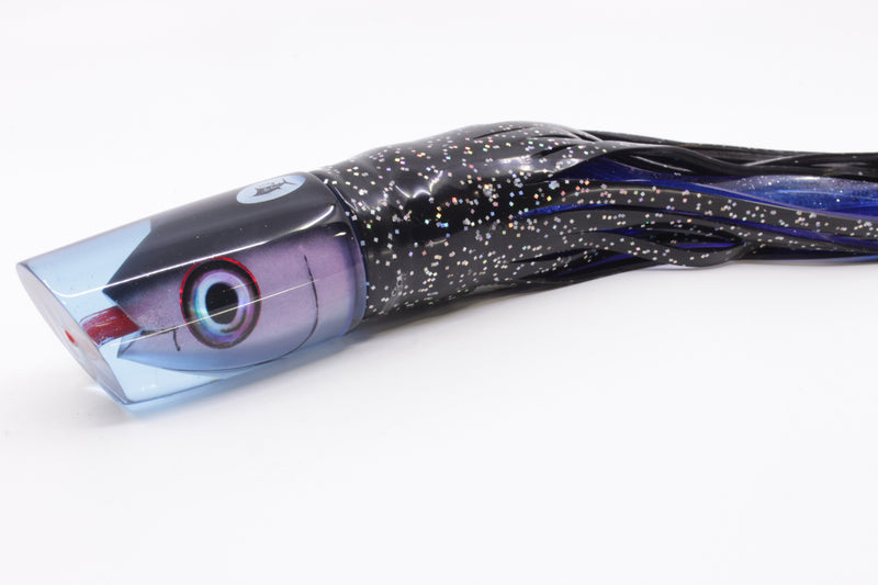 Aloha Lures Ice Blue Resin Black Back "Scared $#!Tless" Baby Smash Bait 12" 12oz Skirted