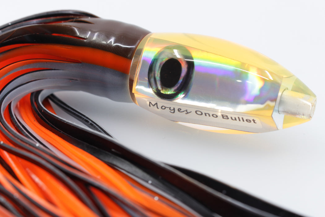 Moyes Lures Rainbow Orange Back Small Ono Bullet 7" 4.5oz Skirted Root Beer-Petrolero