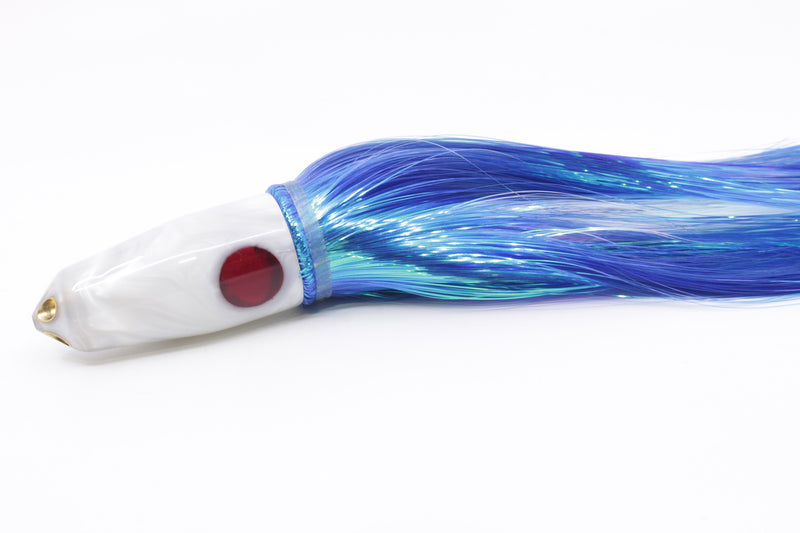Tanigawa Lures White Pearl Red Eyes 4-Hole Bullet 9"+ 7.9oz Strobez Blue/White