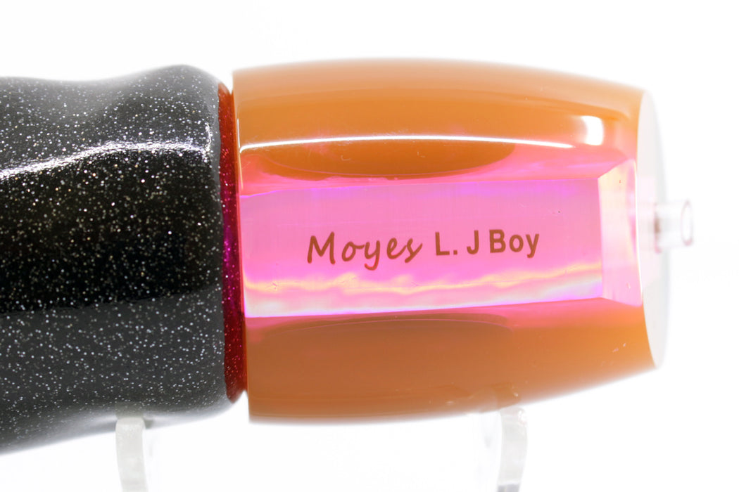 Moyes Lures Fluorescent Pink MOP Black Back Large J-Boy 14" 6.8oz Vinyl Black