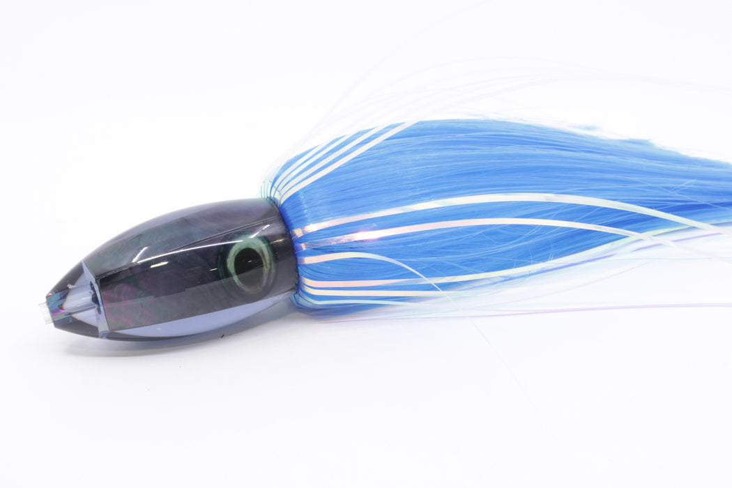 Moyes Lures Smoke Tahitian MOP Small Ono Bullet 7" 3.8oz Skirted Blue Hair