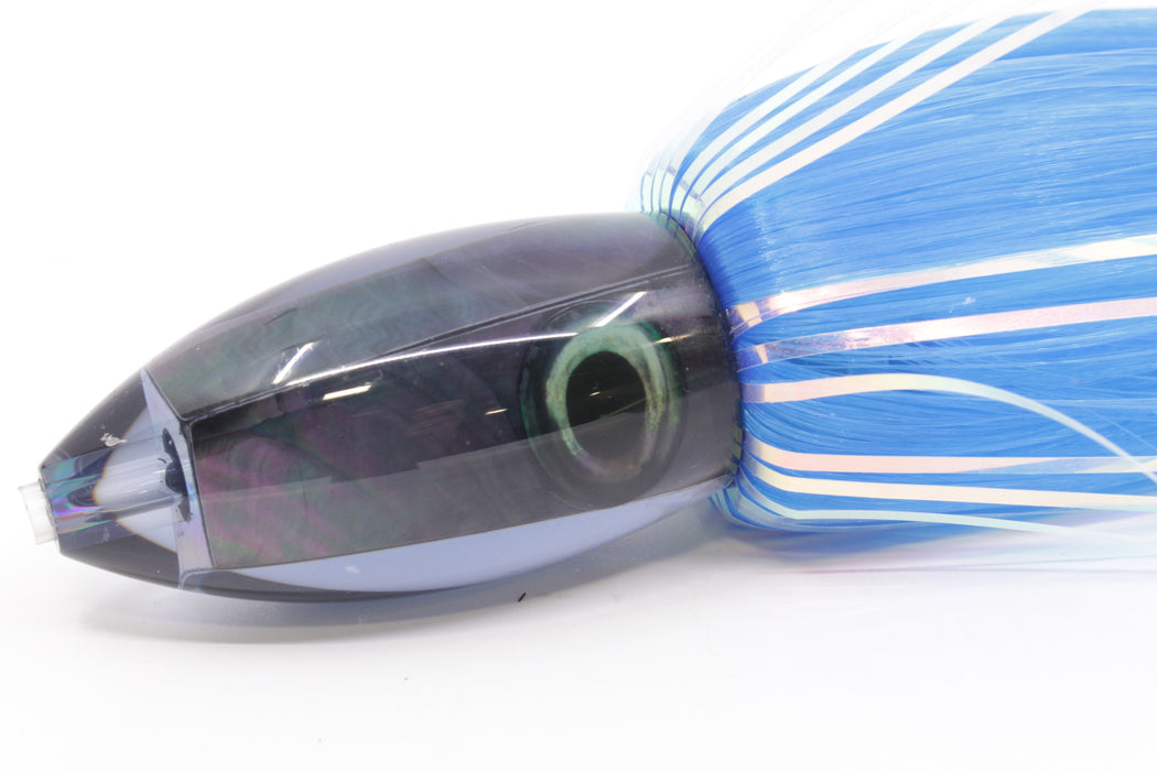 Moyes Lures Smoke Tahitian MOP Small Ono Bullet 7" 3.8oz Skirted Blue Hair