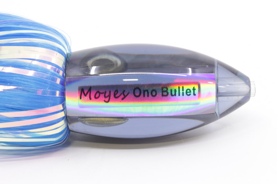 Moyes Lures Smoke Tahitian MOP Small Ono Bullet 7" 3.8oz Skirted Blue Hair