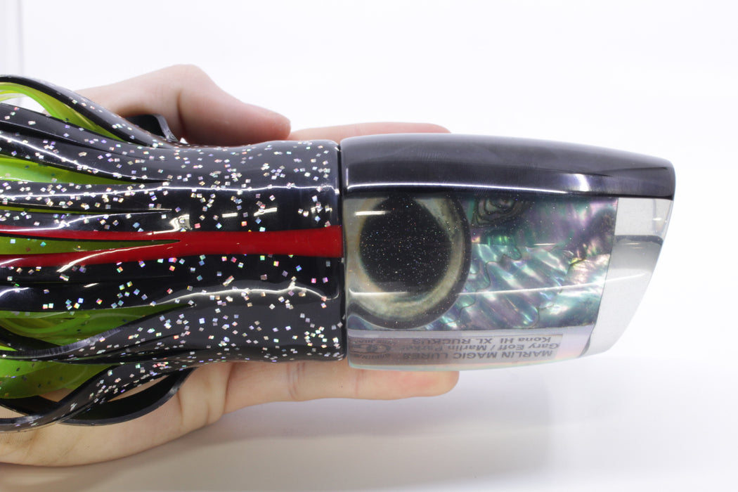 Marlin Magic Blue-Purple Abalone Black Back Taxi Eyes XL Ruckus 16" 17oz Skirted Black