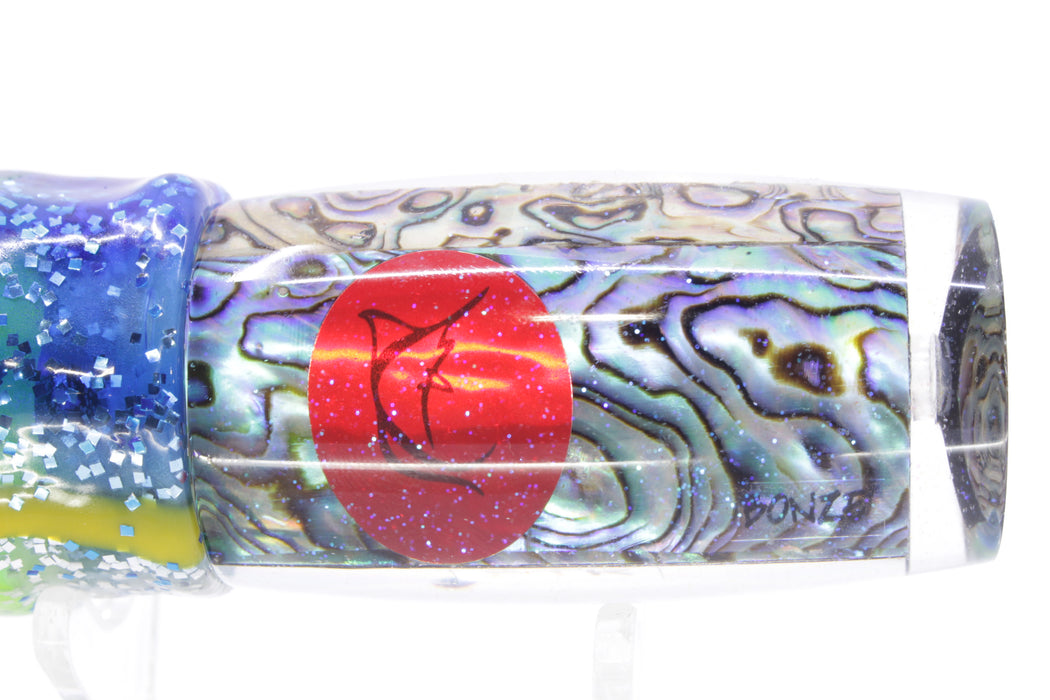 Bonze Lures Paua Shell Red Eyes BTK 10" 7oz Skirted Blue-Silver/Green-Chartreuse