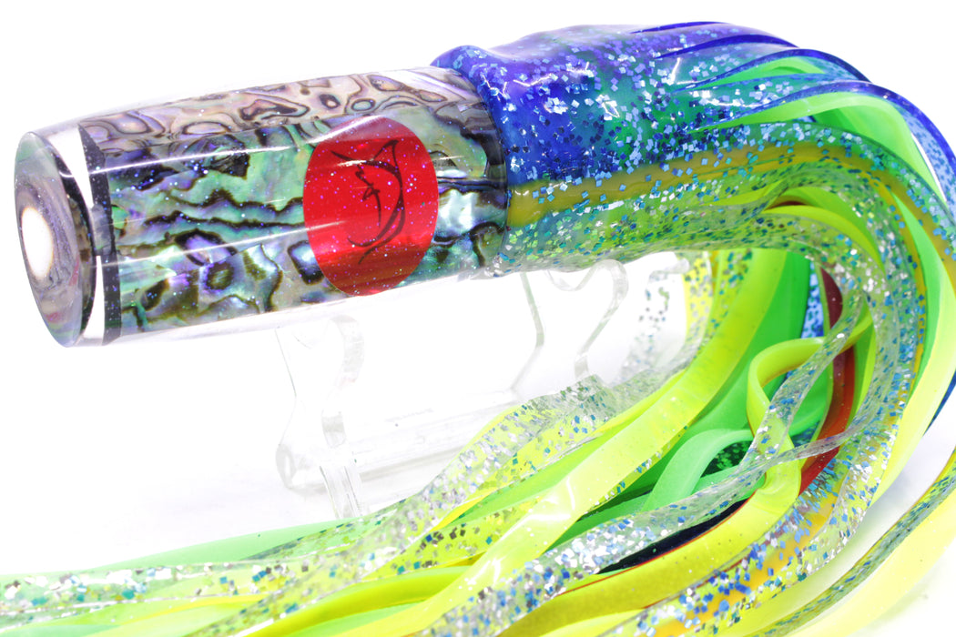 Bonze Lures Paua Shell Red Eyes BTK 10" 7oz Skirted Blue-Silver/Green-Chartreuse