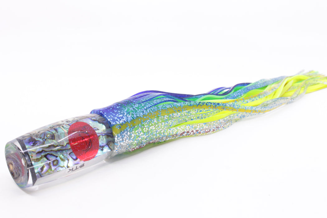 Bonze Lures Paua Shell Red Eyes BTK 10" 7oz Skirted Blue-Silver/Green-Chartreuse