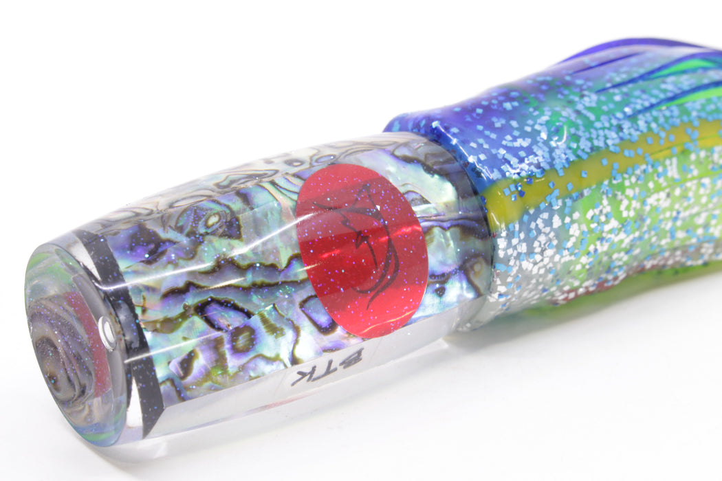 Bonze Lures Paua Shell Red Eyes BTK 10" 7oz Skirted Blue-Silver/Green-Chartreuse