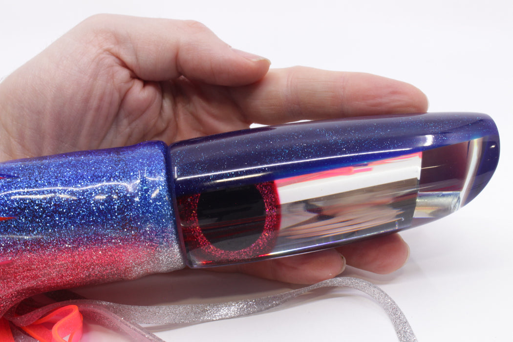 Coggin Lures Mirrored Blue Back Fat Boy Swimmer 14" 10.5oz Skirted Blue-Silver/Pink