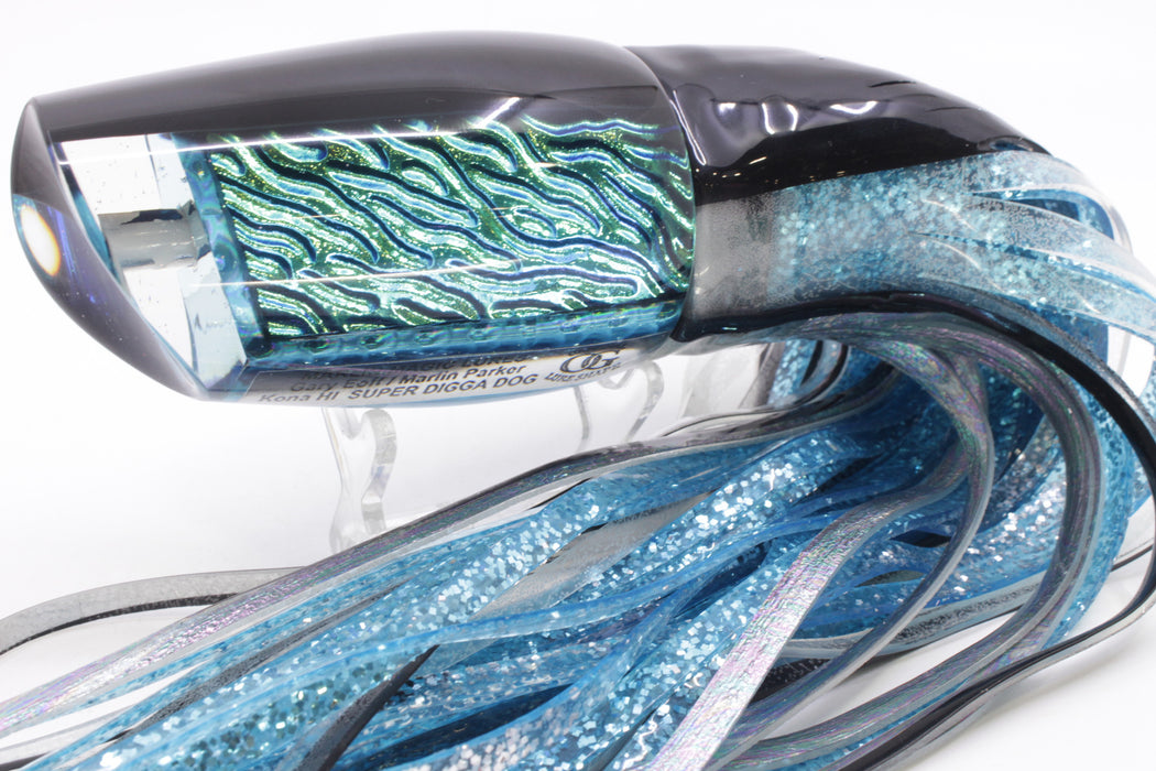 Marlin Magic Ice Blue-Akule Lava Black Back Super Digga Dog 16" 15.5oz Skirted Black Skipjack