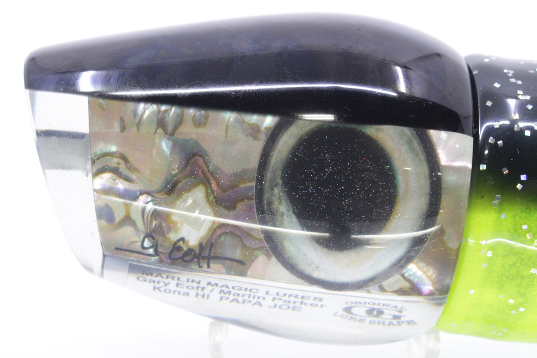 Marlin Magic White Abalone Black Back Taxi Eyes Papa Joe 16" 19oz Skirted Magic Johnson