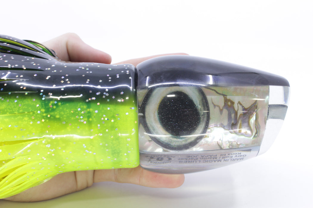 Marlin Magic White Abalone Black Back Taxi Eyes Papa Joe 16" 19oz Skirted Magic Johnson