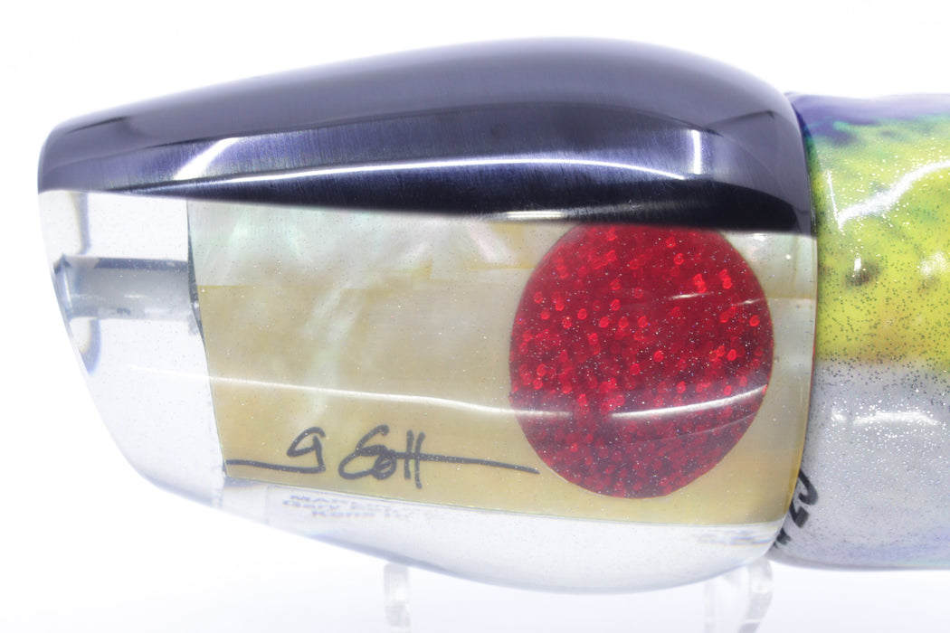 Marlin Magic Golden MOP Black Back Red Eyes Papa Joe 16" 17.5oz Fire Tailz Vinyl Tuna