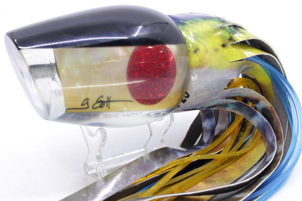 Marlin Magic Golden MOP Black Back Red Eyes Papa Joe 16" 17.5oz Fire Tailz Vinyl Tuna