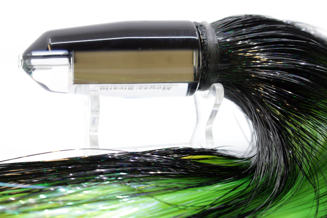 Moyes Lures Mirrored Black Back Sicario Bullet 8" 4.8oz Strobez Black-Chartreuse