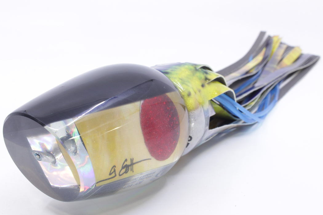 Marlin Magic Golden MOP Black Back Red Eyes Papa Joe 16" 17.5oz Fire Tailz Vinyl Tuna